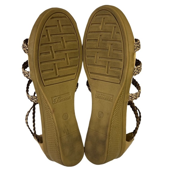 Forever Gladiator Woven Straps and Beads Wedge Sandals Womens Size 6.5 - Picture 10 of 11